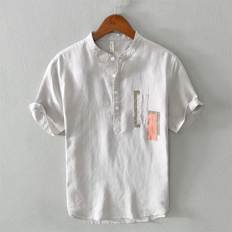 Breathable Cotton Linen Stand Collar Meditation Shirt
