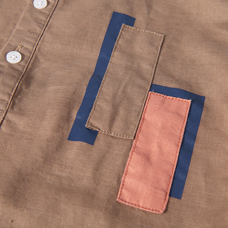 Breathable Cotton Linen Stand Collar Meditation Shirt