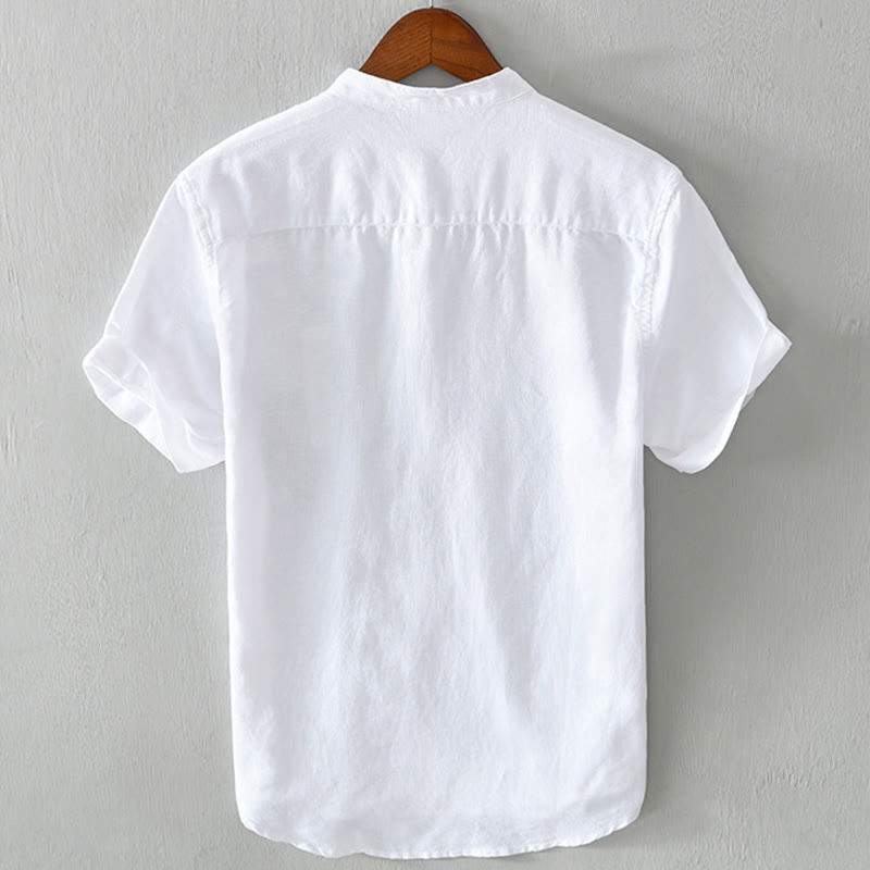 Breathable Cotton Linen Stand Collar Meditation Shirt