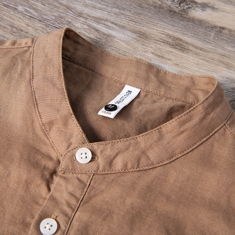 Breathable Cotton Linen Stand Collar Meditation Shirt