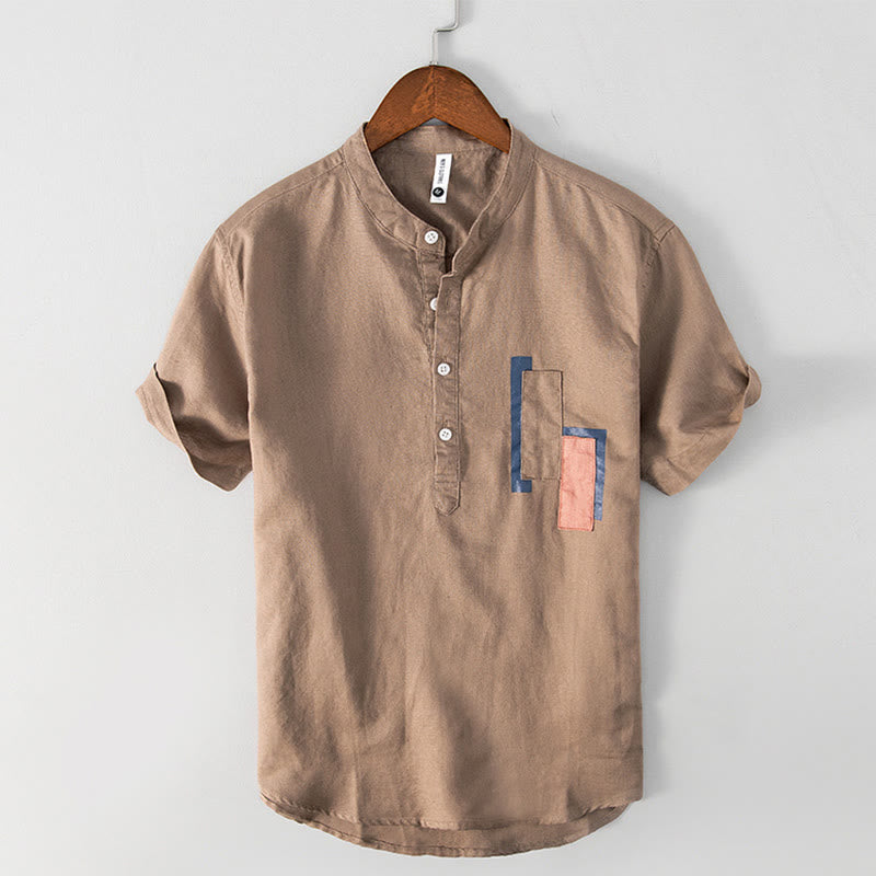 Breathable Cotton Linen Stand Collar Meditation Shirt