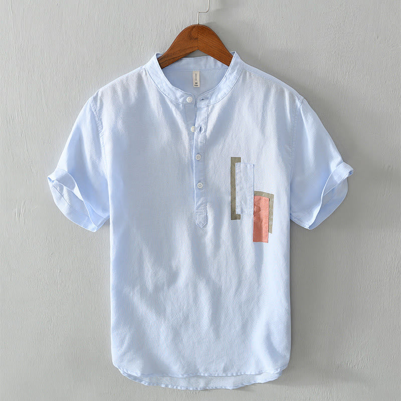 Breathable Cotton Linen Stand Collar Meditation Shirt