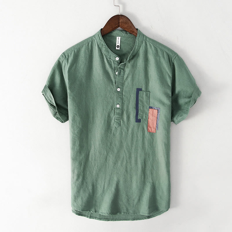 Breathable Cotton Linen Stand Collar Meditation Shirt