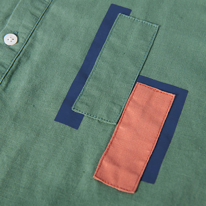 Breathable Cotton Linen Stand Collar Meditation Shirt