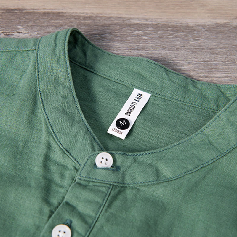 Breathable Cotton Linen Stand Collar Meditation Shirt
