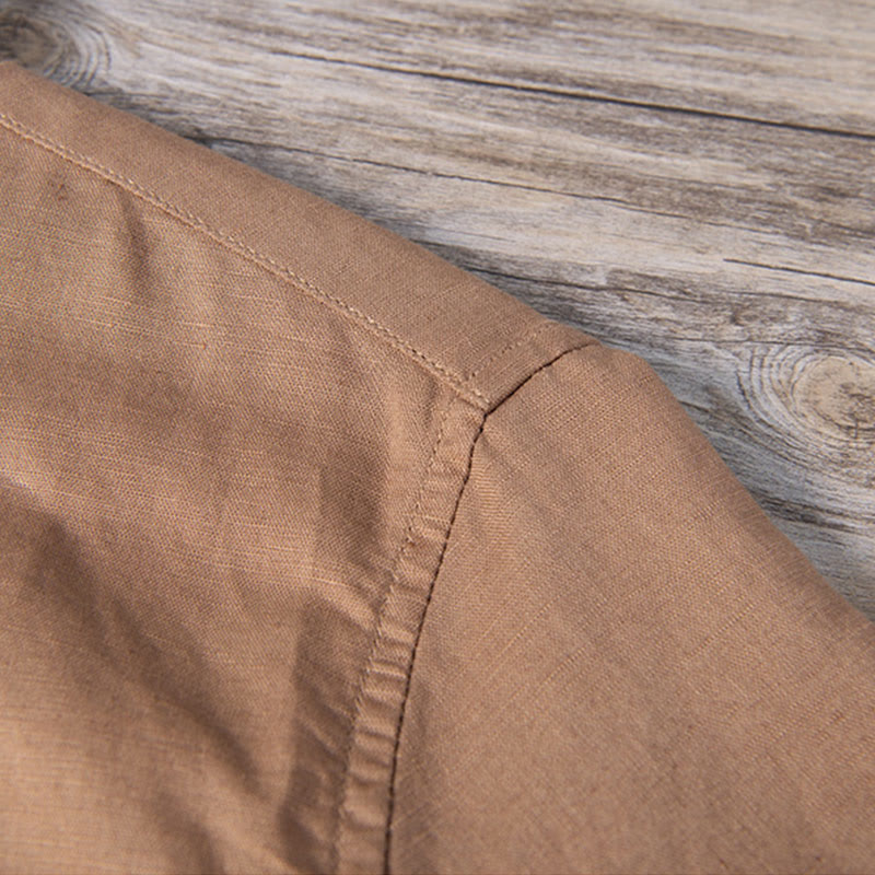 Breathable Cotton Linen Stand Collar Meditation Shirt