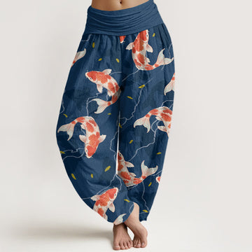 Cotton Koi Print Unrestricted Meditation Harem Pants