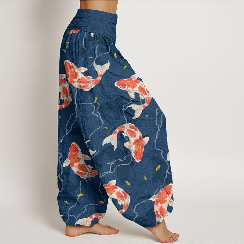 Cotton Koi Print Unrestricted Meditation Harem Pants