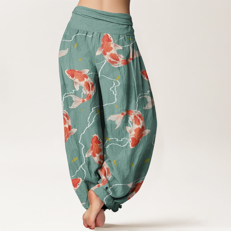 Cotton Koi Print Unrestricted Meditation Harem Pants