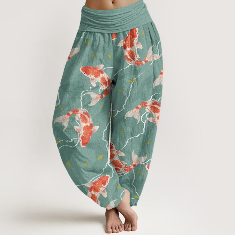 Cotton Koi Print Unrestricted Meditation Harem Pants