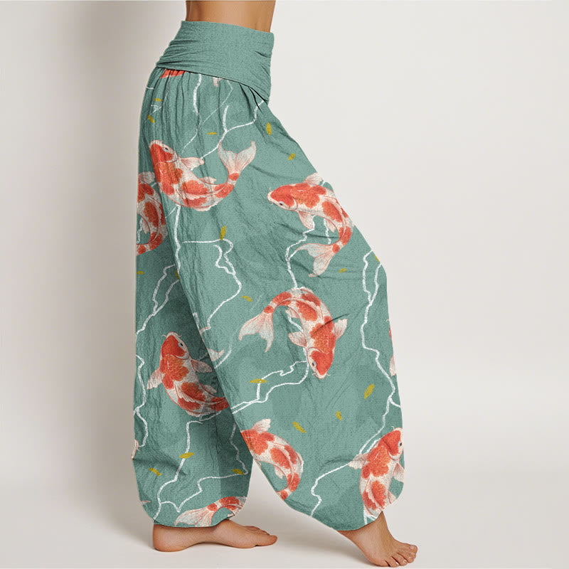 Cotton Koi Print Unrestricted Meditation Harem Pants