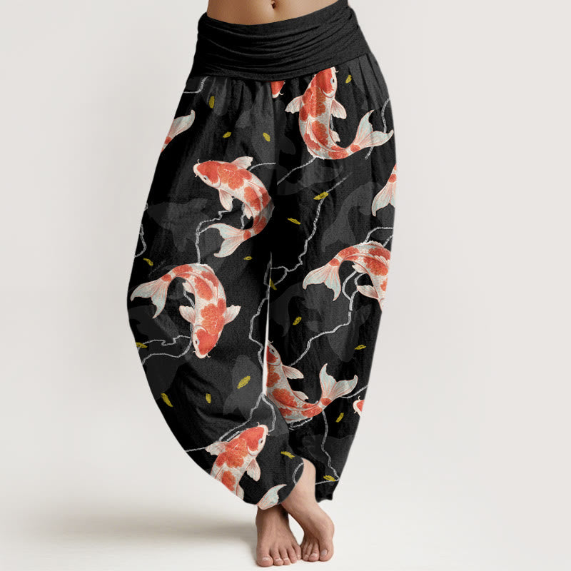 Cotton Koi Print Unrestricted Meditation Harem Pants