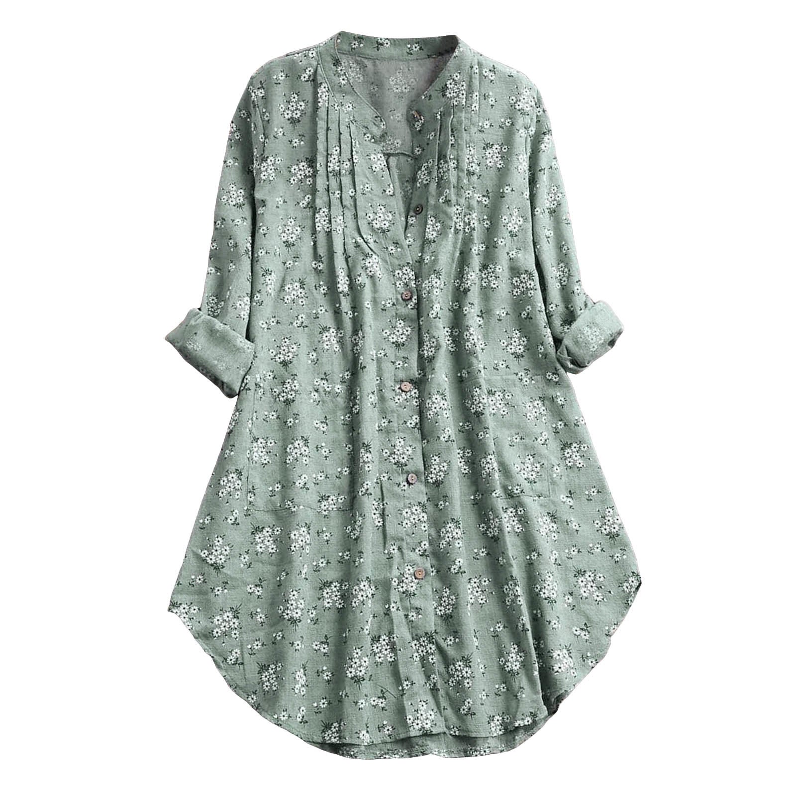 Lightweight Cotton Stand-Collar Floral Meditation Shirt