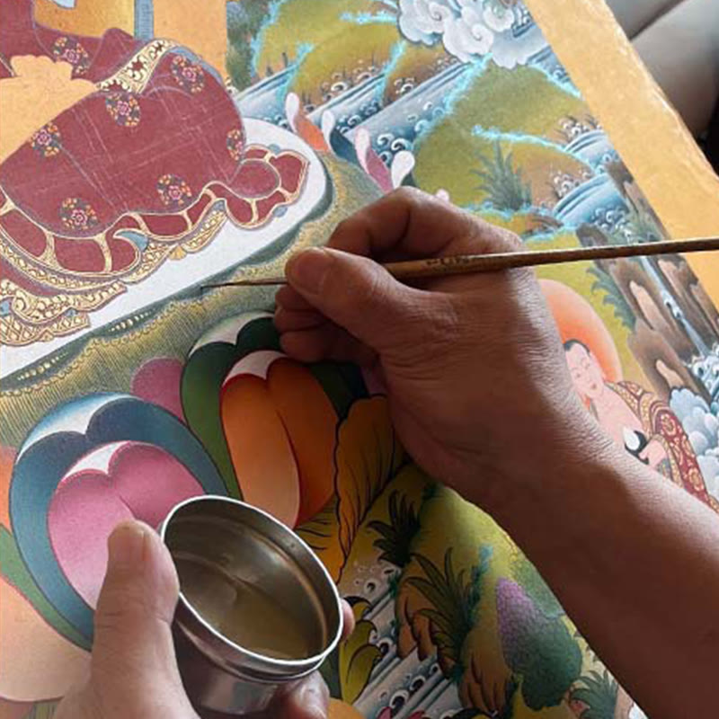 Tibetan Thangka Painting Healing Handmade Decoration(Random Style)