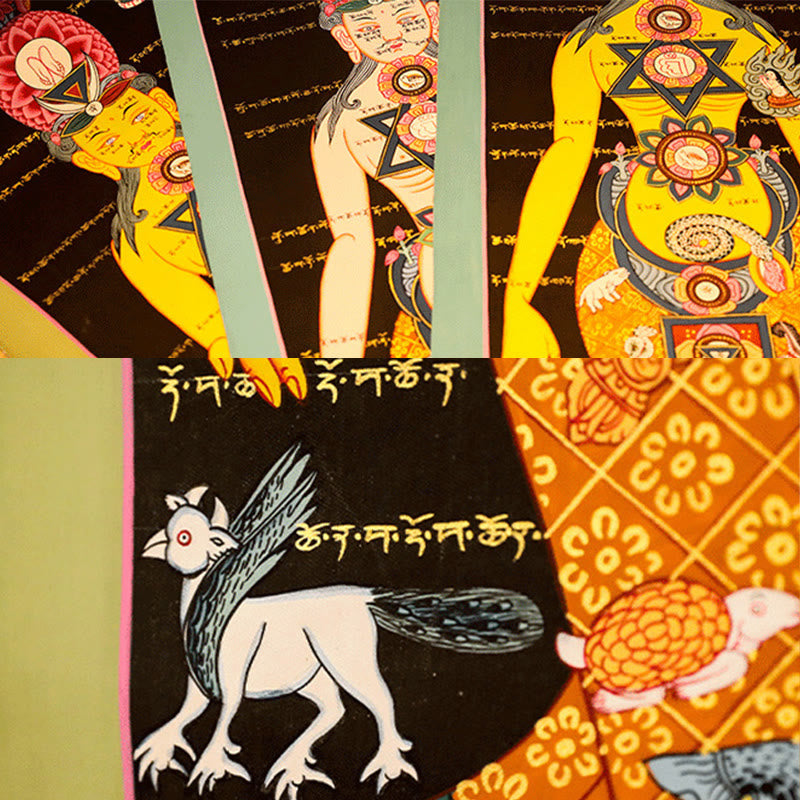 Tibetan Thangka Painting Healing Handmade Decoration(Random Style)
