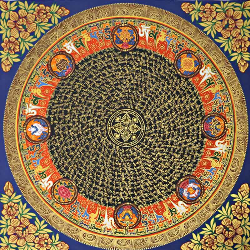 Tibetan Thangka Painting Om Mani Padme Hum Scripture Handmade Decoration(Random Style)