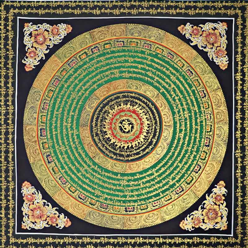 Tibetan Thangka Painting Om Mani Padme Hum Scripture Handmade Decoration(Random Style)