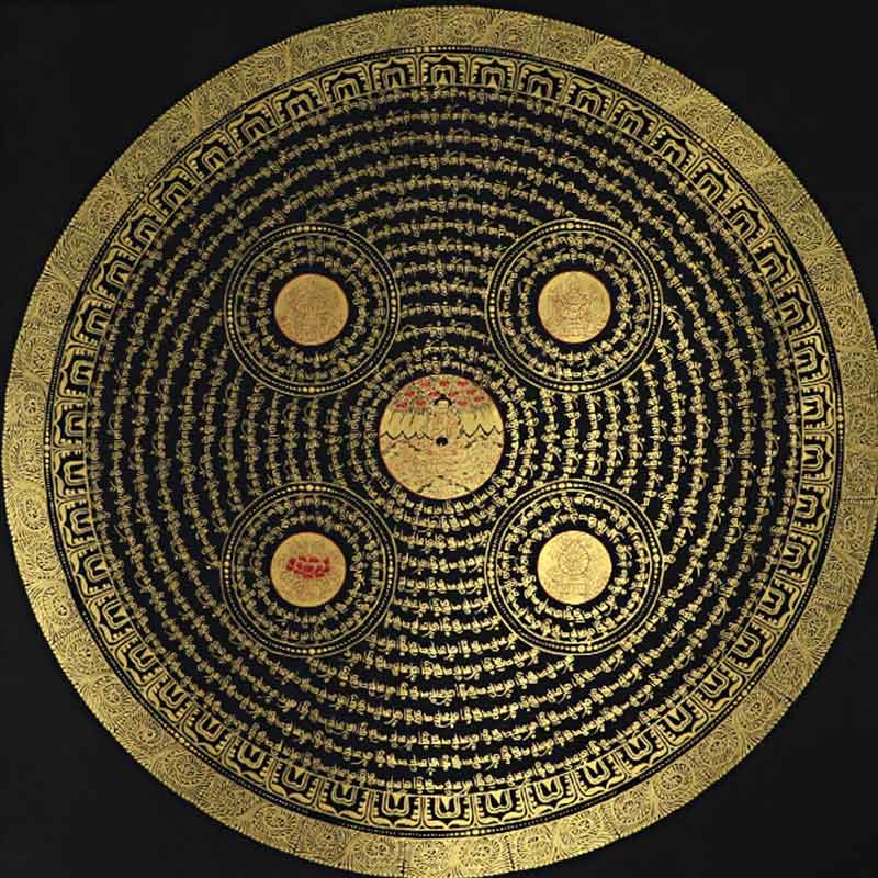 Tibetan Thangka Painting Om Mani Padme Hum Scripture Handmade Decoration(Random Style)