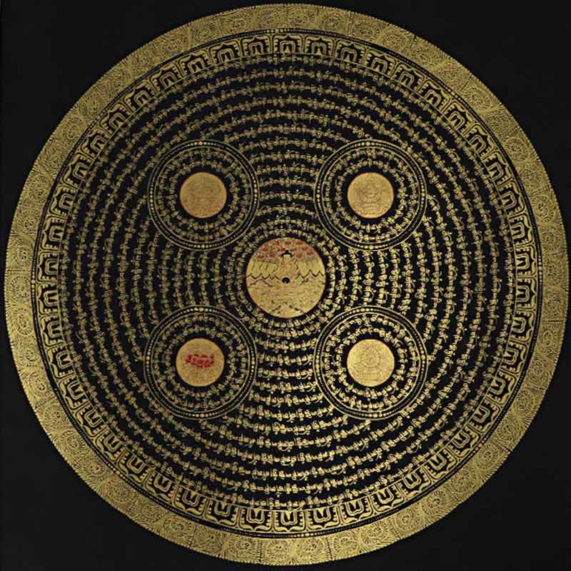 Tibetan Thangka Painting Om Mani Padme Hum Scripture Handmade Decoration(Random Style)