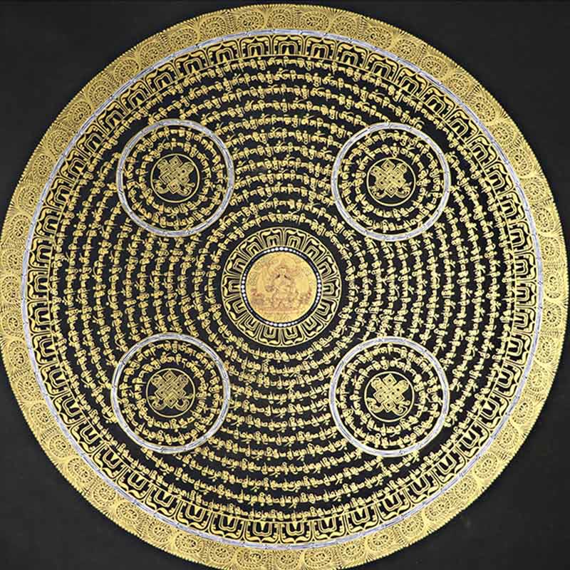 Tibetan Thangka Painting Om Mani Padme Hum Scripture Handmade Decoration(Random Style)