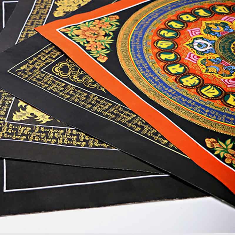 Tibetan Thangka Painting Om Mani Padme Hum Scripture Handmade Decoration(Random Style)