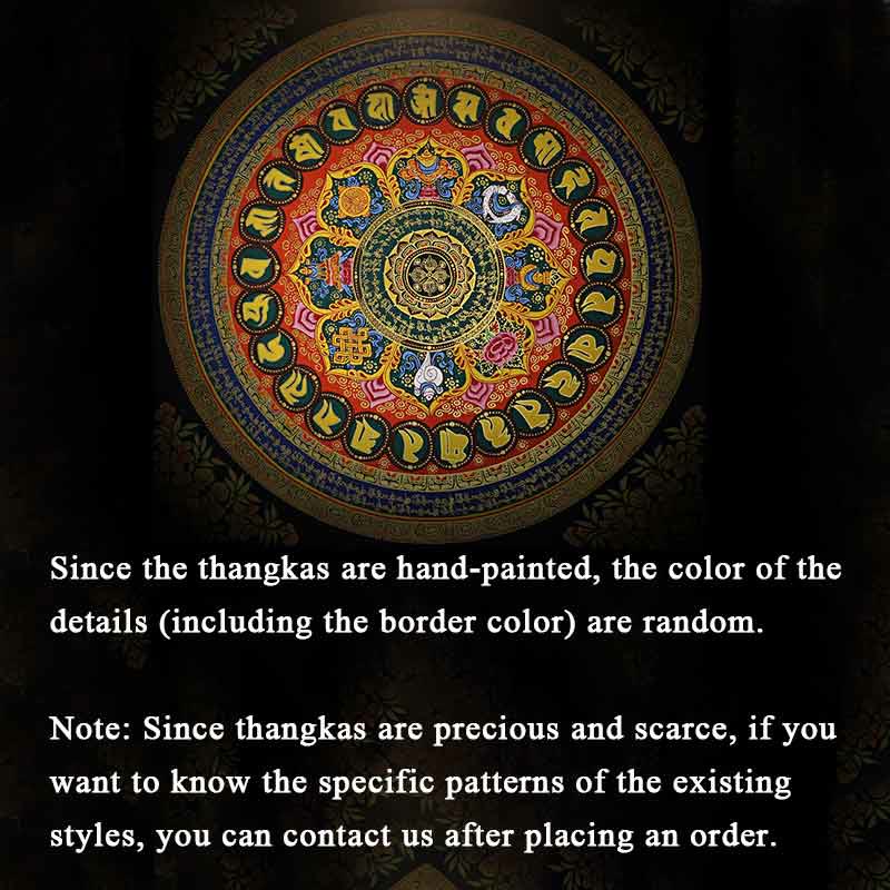 Tibetan Thangka Painting Om Mani Padme Hum Scripture Handmade Decoration(Random Style)