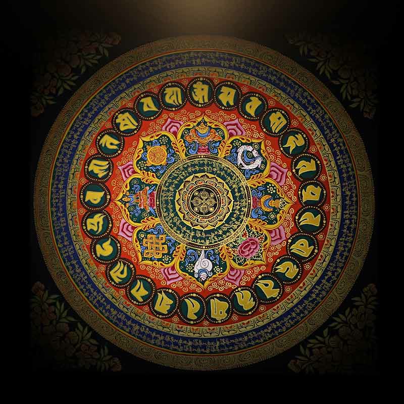 Tibetan Thangka Painting Om Mani Padme Hum Scripture Handmade Decoration(Random Style)