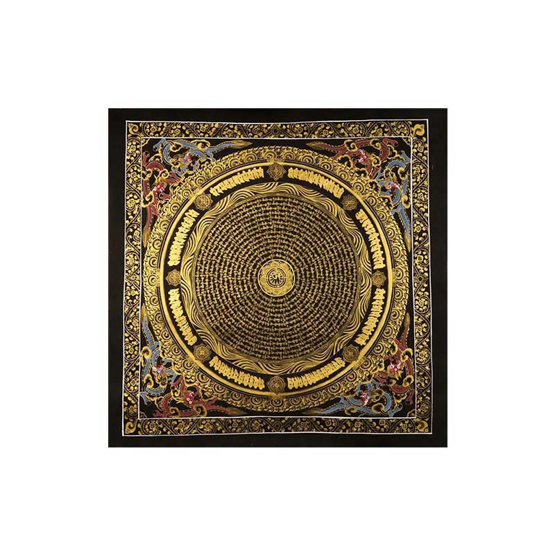 Tibetan Thangka Painting Om Mani Padme Hum Dragon Phoenix Scripture Handmade Decoration(Random Style)