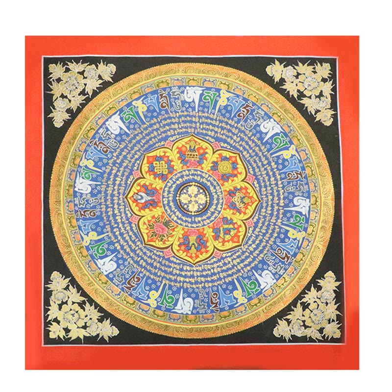 Tibetan Thangka Painting Om Mani Padme Hum Dragon Phoenix Scripture Handmade Decoration(Random Style)