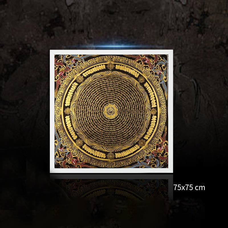 Tibetan Thangka Painting Om Mani Padme Hum Dragon Phoenix Scripture Handmade Decoration(Random Style)