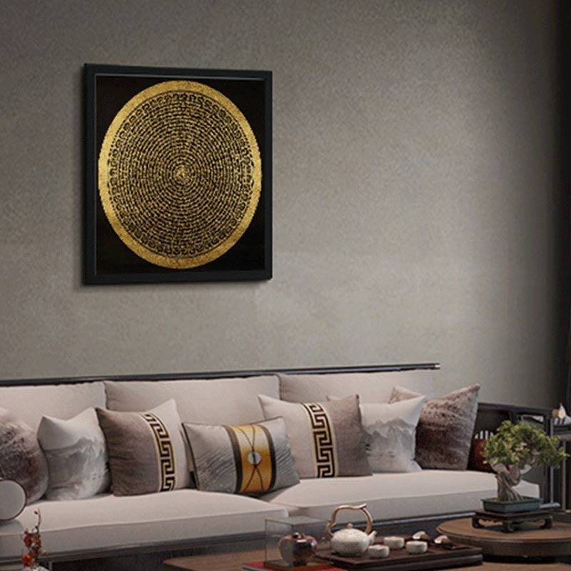 Tibetan Thangka Painting Om Mani Padme Hum Dragon Phoenix Scripture Handmade Decoration(Random Style)