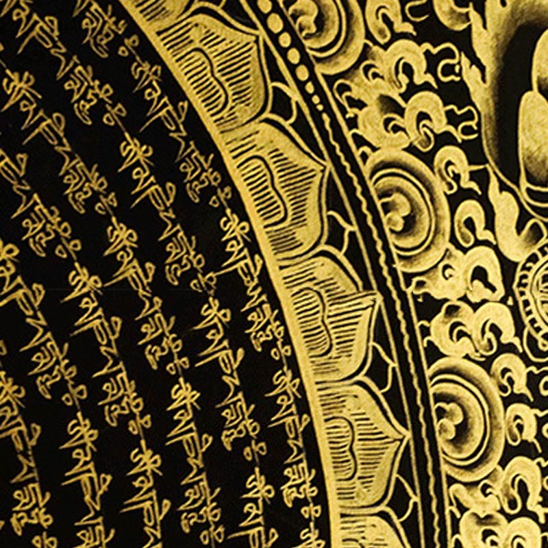 Tibetan Thangka Painting Om Mani Padme Hum Dragon Phoenix Scripture Handmade Decoration(Random Style)