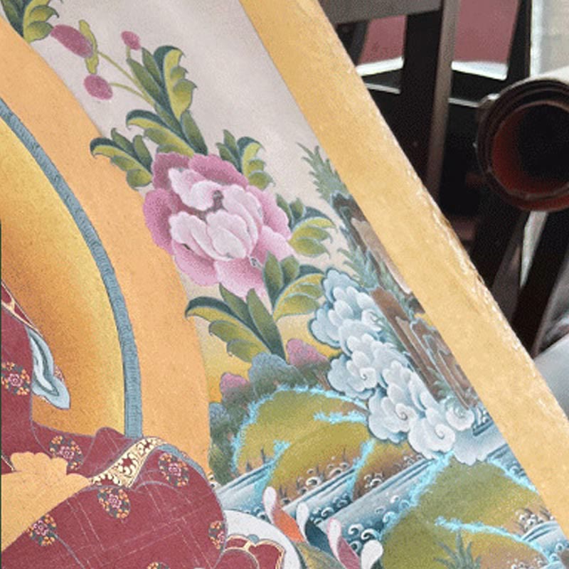 Tibetan Thangka Painting Om Mani Padme Hum Dragon Phoenix Scripture Handmade Decoration(Random Style)