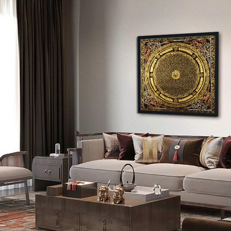 Tibetan Thangka Painting Om Mani Padme Hum Dragon Phoenix Scripture Handmade Decoration(Random Style)