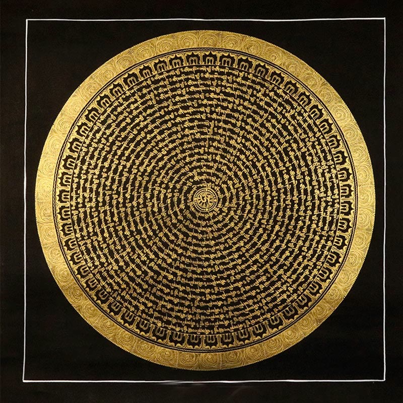 Tibetan Thangka Painting Om Mani Padme Hum Dragon Phoenix Scripture Handmade Decoration(Random Style)