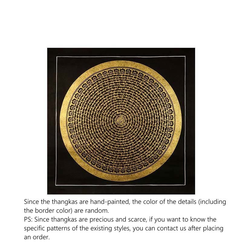 Tibetan Thangka Painting Om Mani Padme Hum Dragon Phoenix Scripture Handmade Decoration(Random Style)