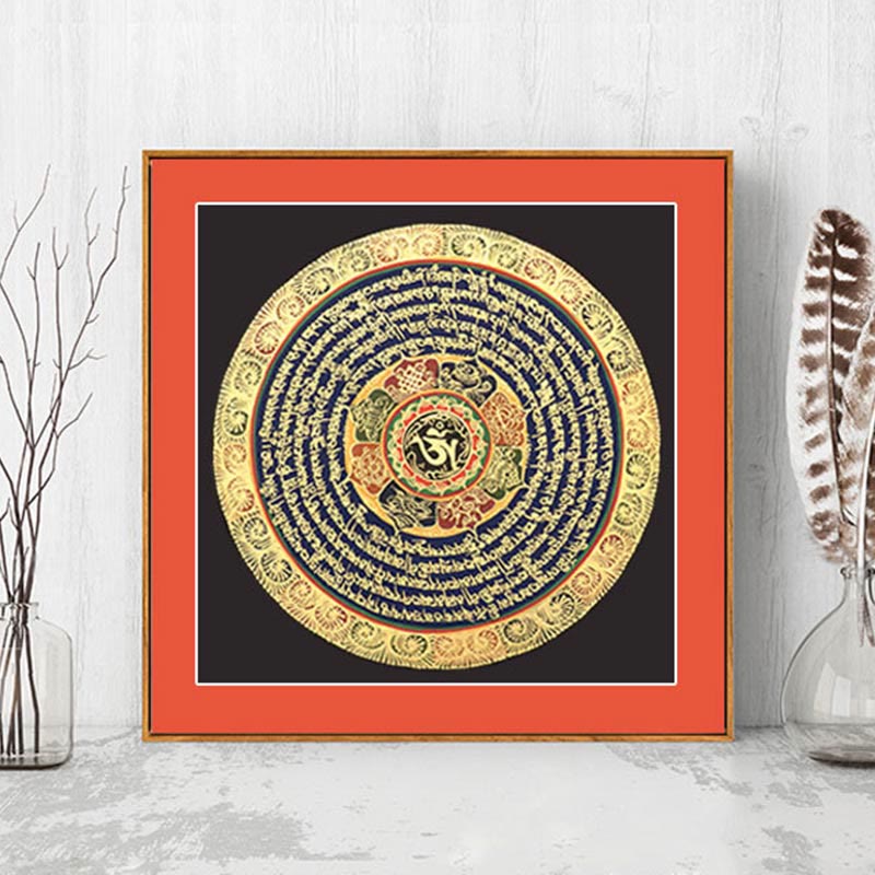 Tibetan Thangka Painting Six True Words Scripture Handmade Decoration Blind Box(Random Style)