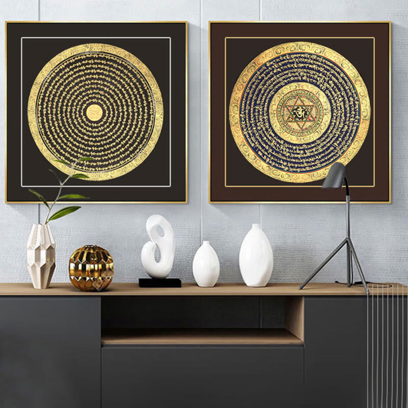 Tibetan Thangka Painting Six True Words Scripture Handmade Decoration Blind Box(Random Style)