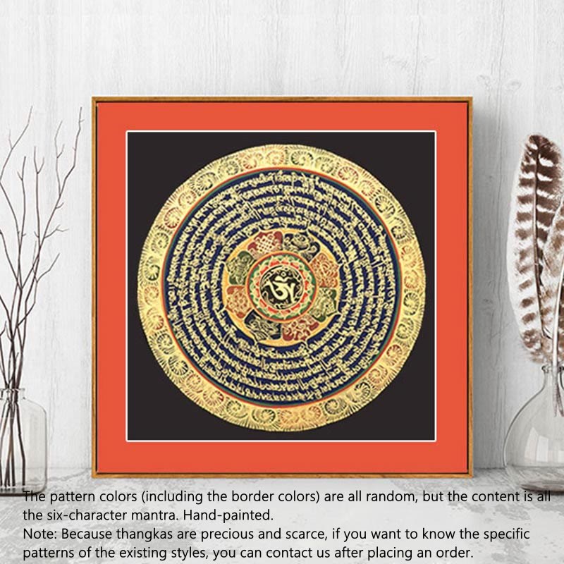 Tibetan Thangka Painting Six True Words Scripture Handmade Decoration Blind Box(Random Style)