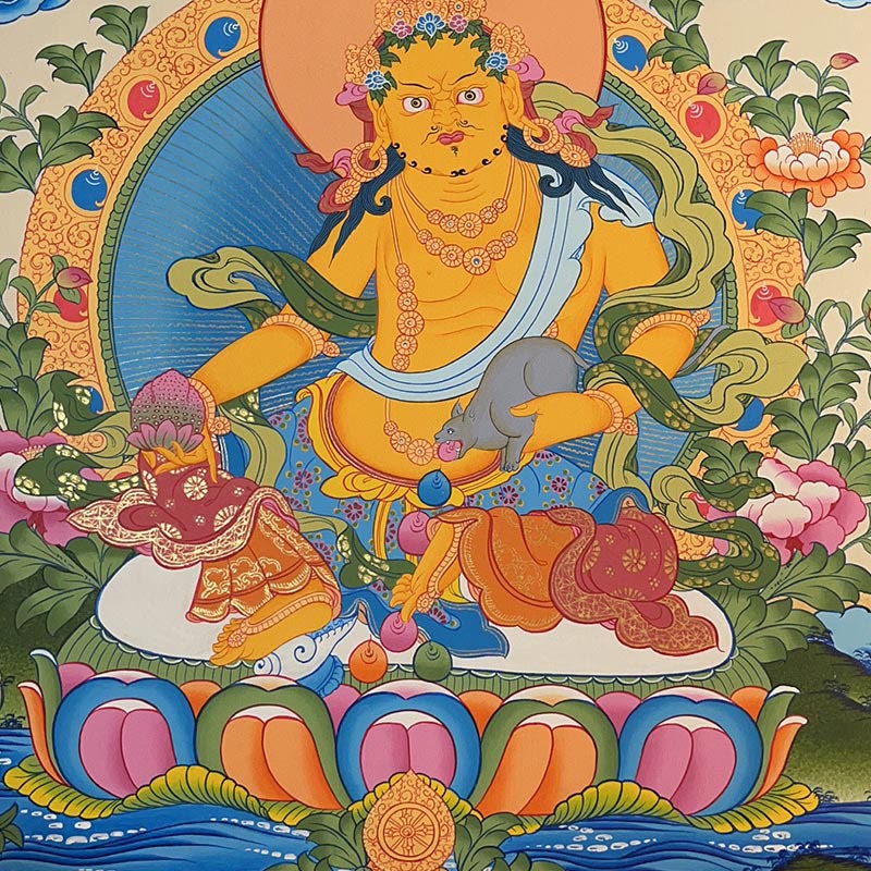 Tibetan Thangka Painting Yellow God of Wealth Green Tara Avalokitesvara Handmade Decoration Blind Box(Random Style)