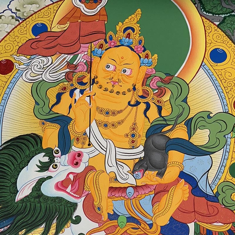 Tibetan Thangka Painting Yellow God of Wealth Green Tara Avalokitesvara Handmade Decoration Blind Box(Random Style)