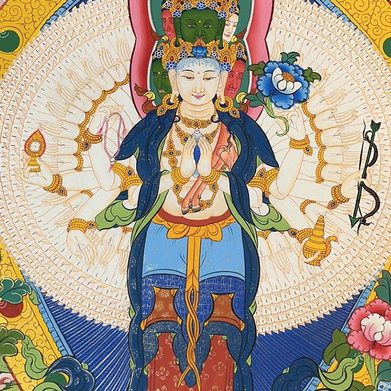 Tibetan Thangka Painting Yellow God of Wealth Green Tara Avalokitesvara Handmade Decoration Blind Box(Random Style)