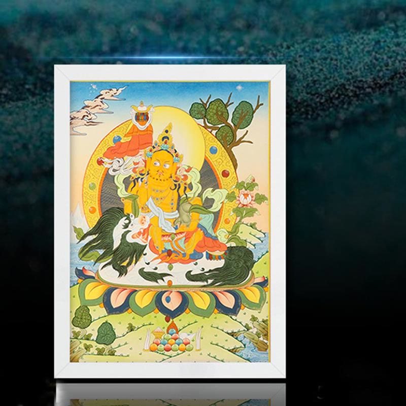 Tibetan Thangka Painting Yellow God of Wealth Green Tara Avalokitesvara Handmade Decoration Blind Box(Random Style)
