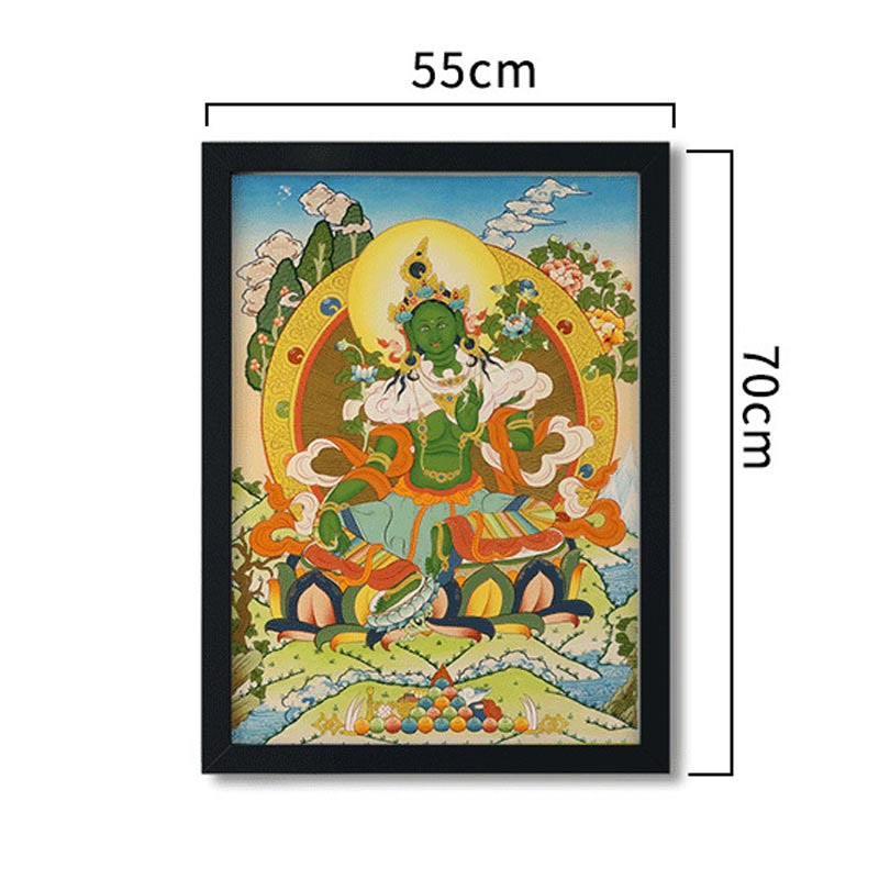Tibetan Thangka Painting Yellow God of Wealth Green Tara Avalokitesvara Handmade Decoration Blind Box(Random Style)