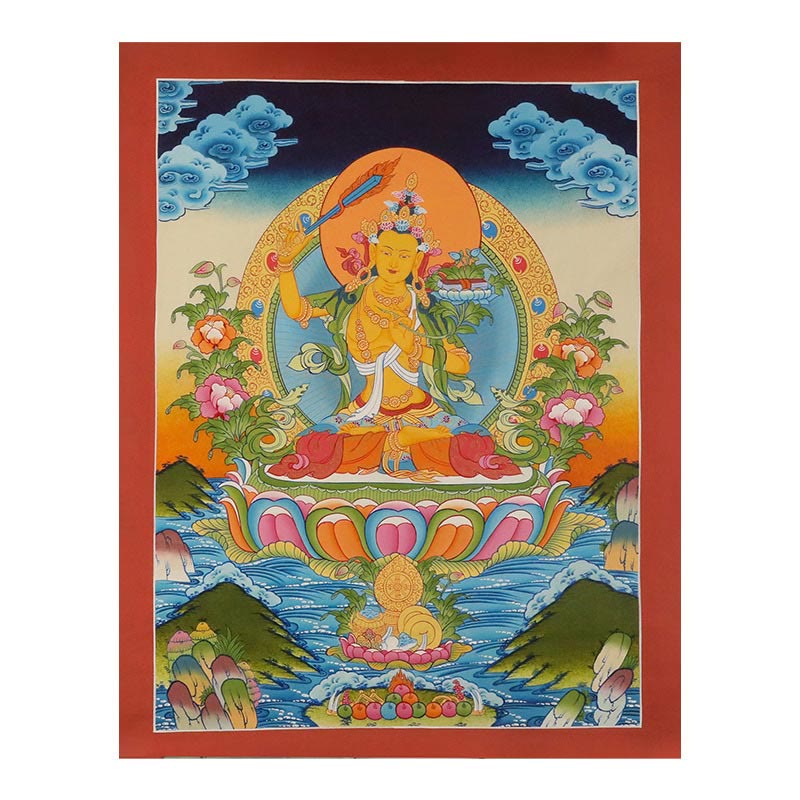 Tibetan Thangka Painting Yellow God of Wealth Green Tara Avalokitesvara Handmade Decoration Blind Box(Random Style)