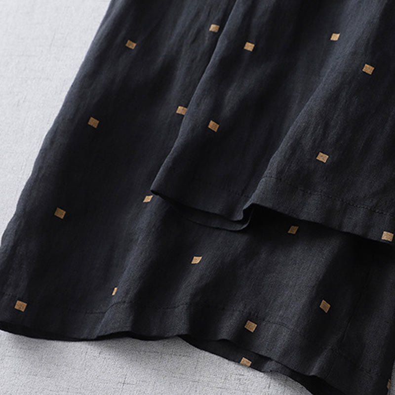 Breathable Cotton Linen Polka Dot Wide-Leg Meditation Pants