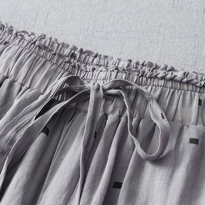 Breathable Cotton Linen Polka Dot Wide-Leg Meditation Pants