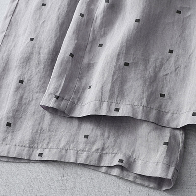 Breathable Cotton Linen Polka Dot Wide-Leg Meditation Pants
