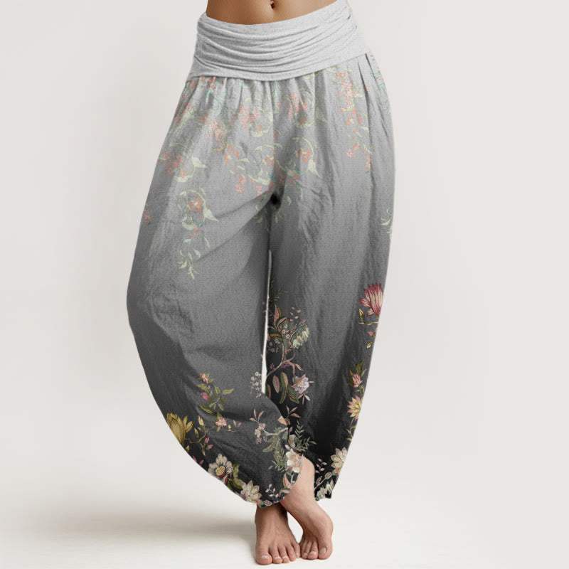 Breathable Cotton Botanical Print Meditation Harem Pants