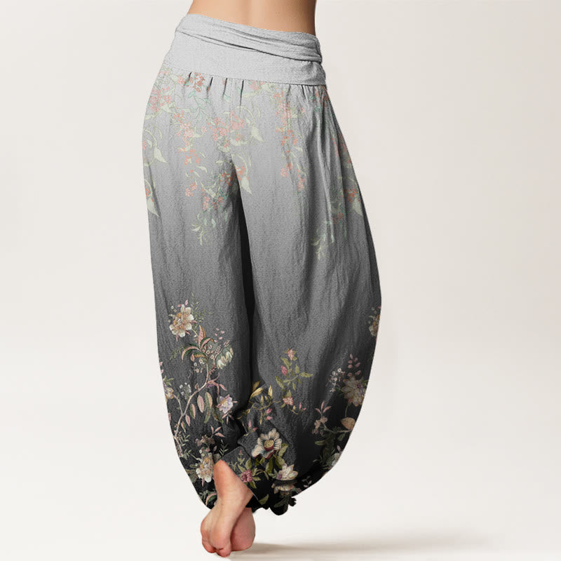 Breathable Cotton Botanical Print Meditation Harem Pants